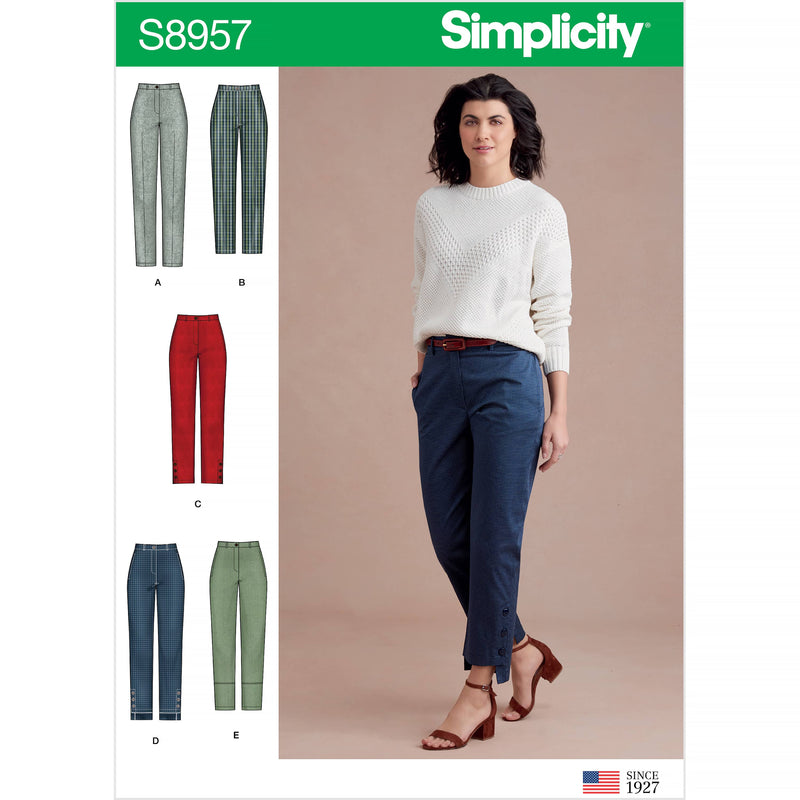 Simplicity Sewing Pattern S8957 Misses' Slim Leg Pant with Variations