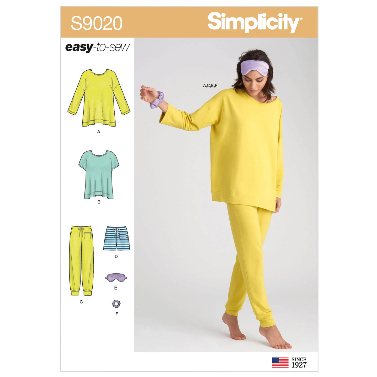 Simplicity Sewing Pattern S9020 Misses' Sleepwear Knit Tops, Pants, Shorts & Accessories