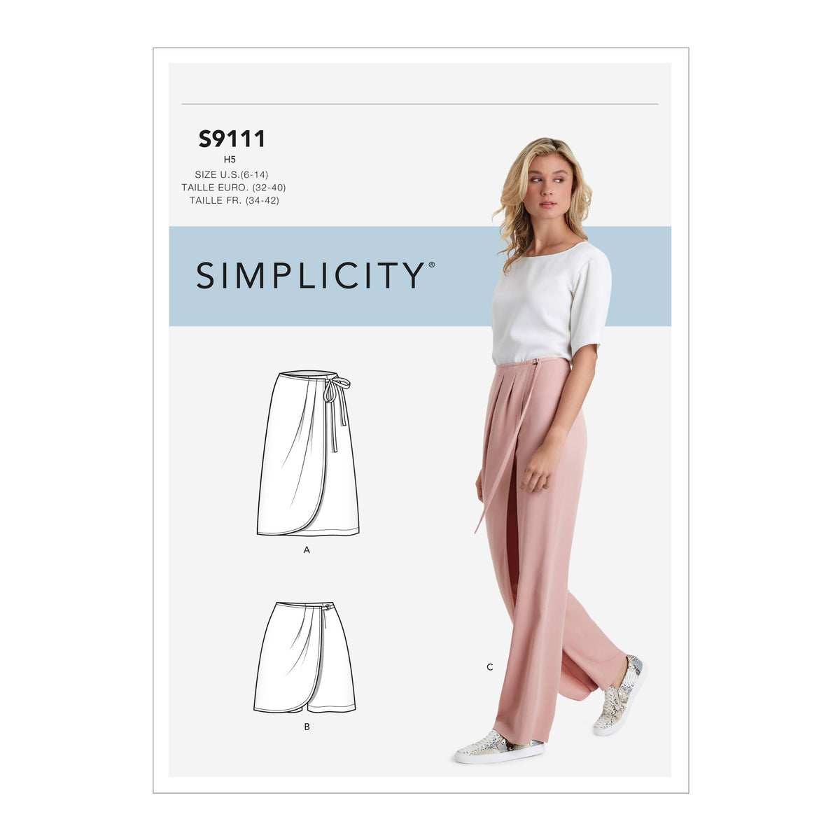 Simplicity Sewing Pattern S9111 Misses' Faux Wrap Pants, Skirt & Shorts