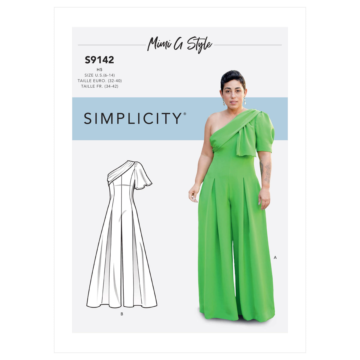 Simplicity Sewing Pattern S9142 Misses' Jumpsuit With One Shoulder Drape