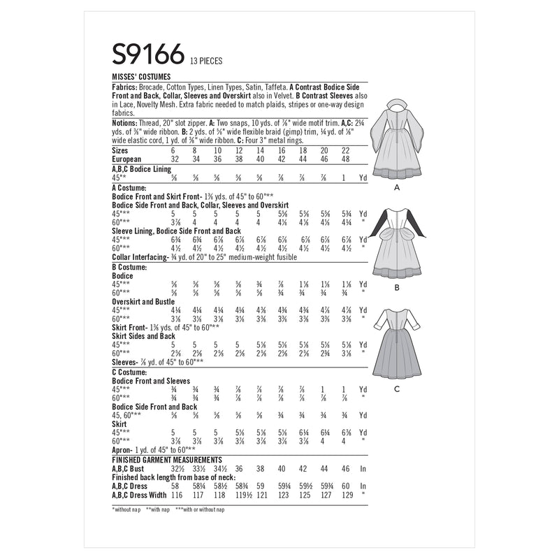 Simplicity Sewing Pattern S9166 Misses' Costumes