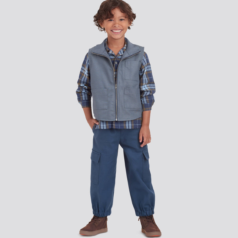 Simplicity Sewing Pattern S9201 Children's & Boys' Shirt, Vest & Pull-On Pants