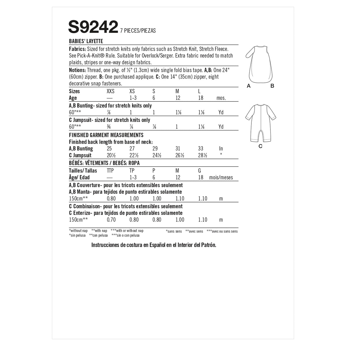 Simplicity Sewing Pattern S9242 Babies' Layette
