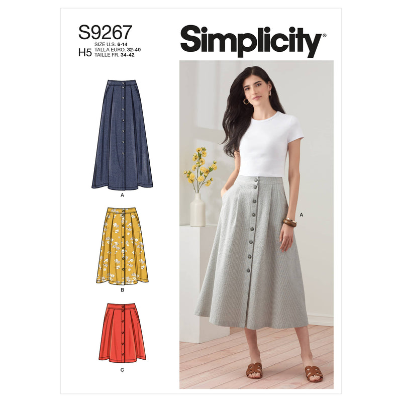 S9377, Simplicity Sewing Pattern Misses' Flared Skirts in Two Lengths