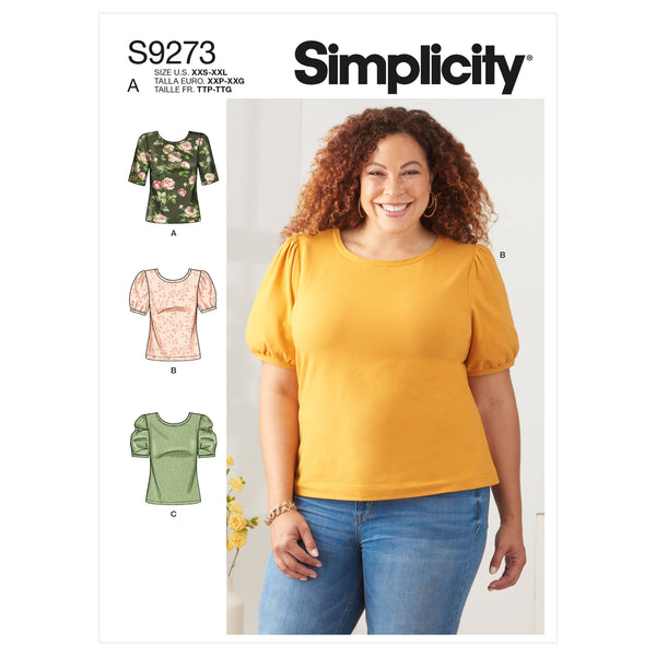 Simplicity Sewing Pattern S9273 Misses' Knit Tops With Scoop Neck & Sleeve Variations