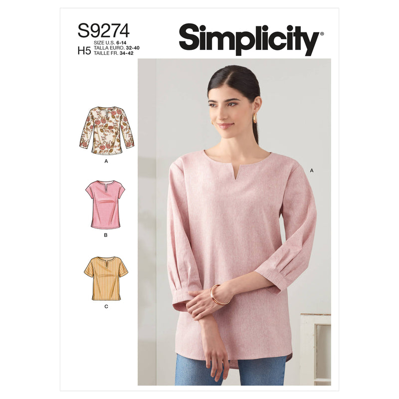 Simplicity Sewing Pattern S9274 Misses' Tops In Two Lengths