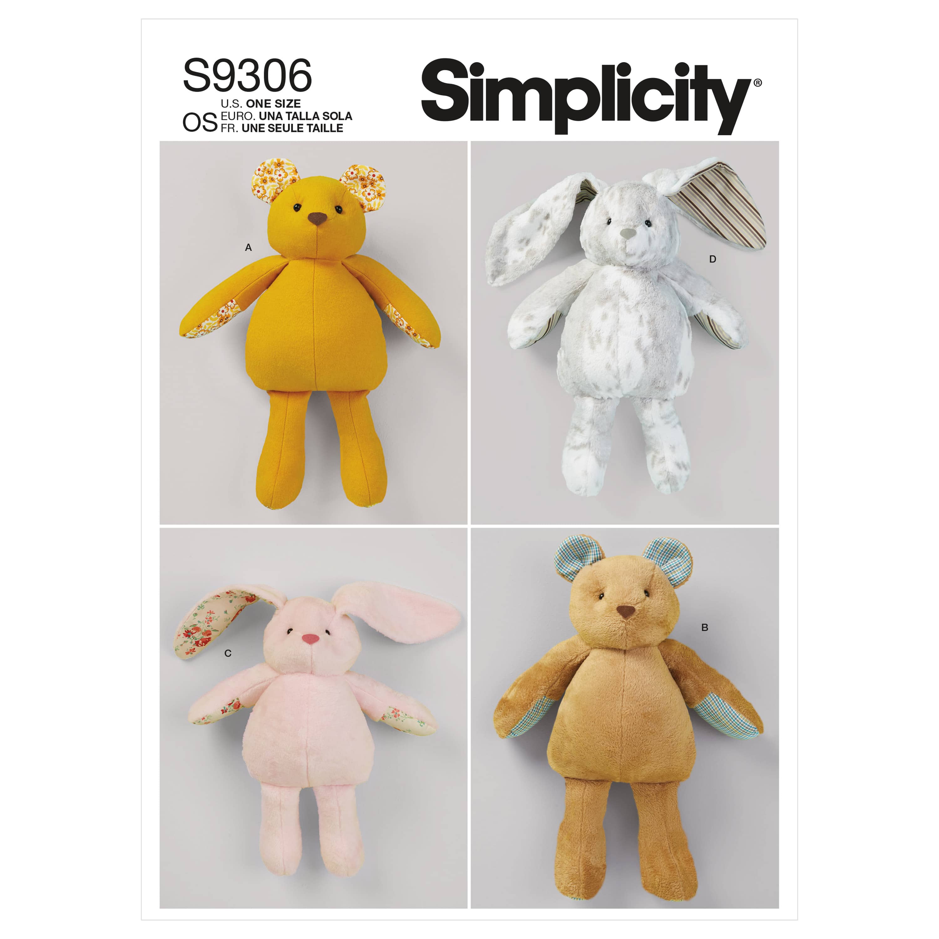 Simplicity Sewing Pattern S9306 Plush Bears & Bunnies in Two Sizes ...