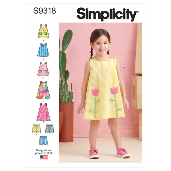 Simplicity Sewing Pattern S9318 Toddlers' Tent Tops, Dresses, and Shor Lullabee Fabrics Simplicity Sewing Pattern S9318 Toddlers' Tent Tops, Dresses, and Shor Lullabee Fabrics