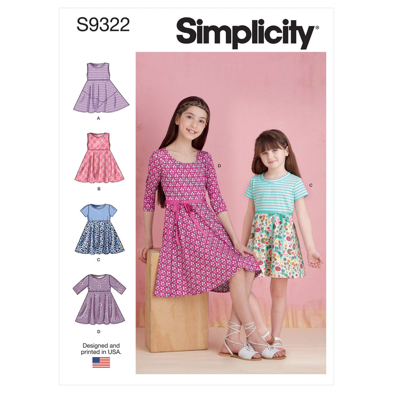 Simplicity Sewing Pattern S9322 Children's and Girls' Pullover Dresses