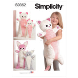 Simplicity Sewing Pattern S9362 Animal Plush Body Pillows