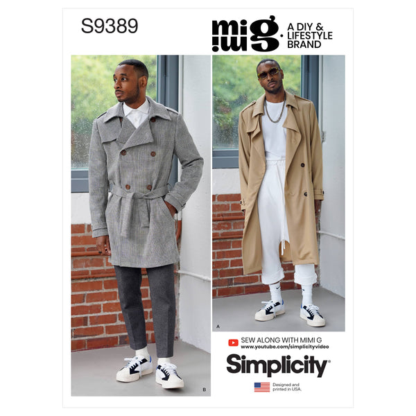 Simplicity Sewing Pattern S9389 Men's Trench Coat in Two Lengths