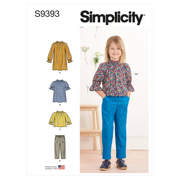 Simplicity Sewing Pattern S9393 Children's Dress, Tunic, Top and Pants