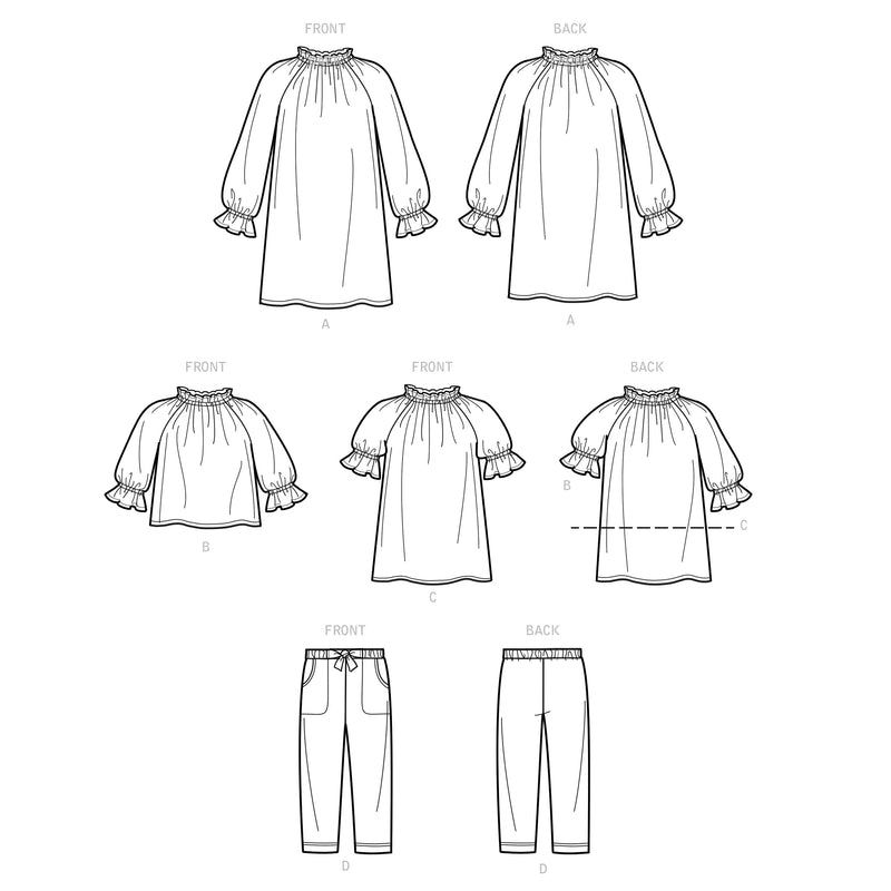 Simplicity Sewing Pattern S9393 Children's Dress, Tunic, Top and Pants