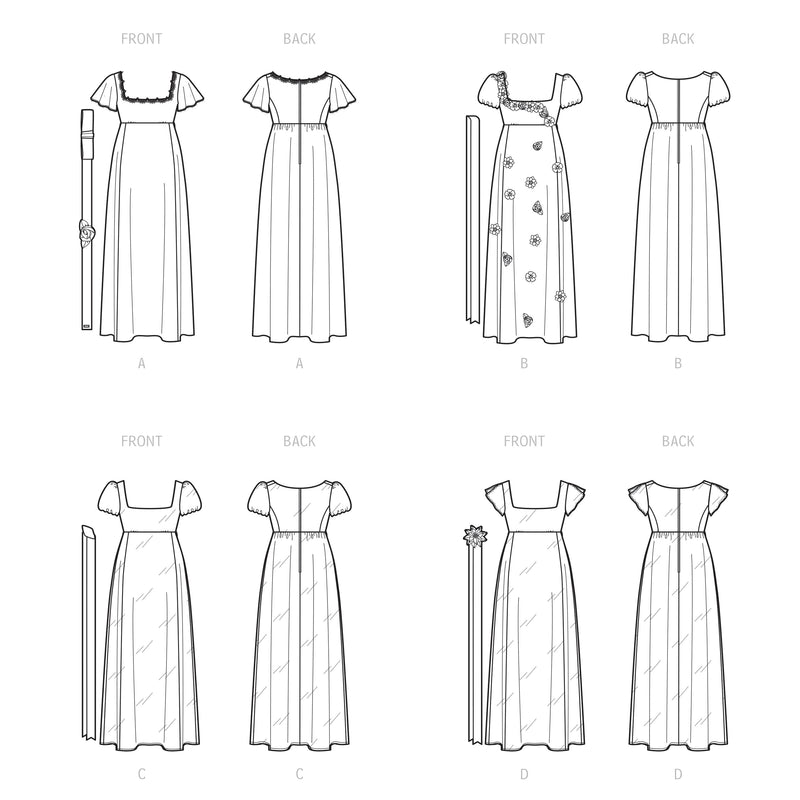 Simplicity Sewing Pattern S9434 Misses' and Women's Regency Era Style Dresses