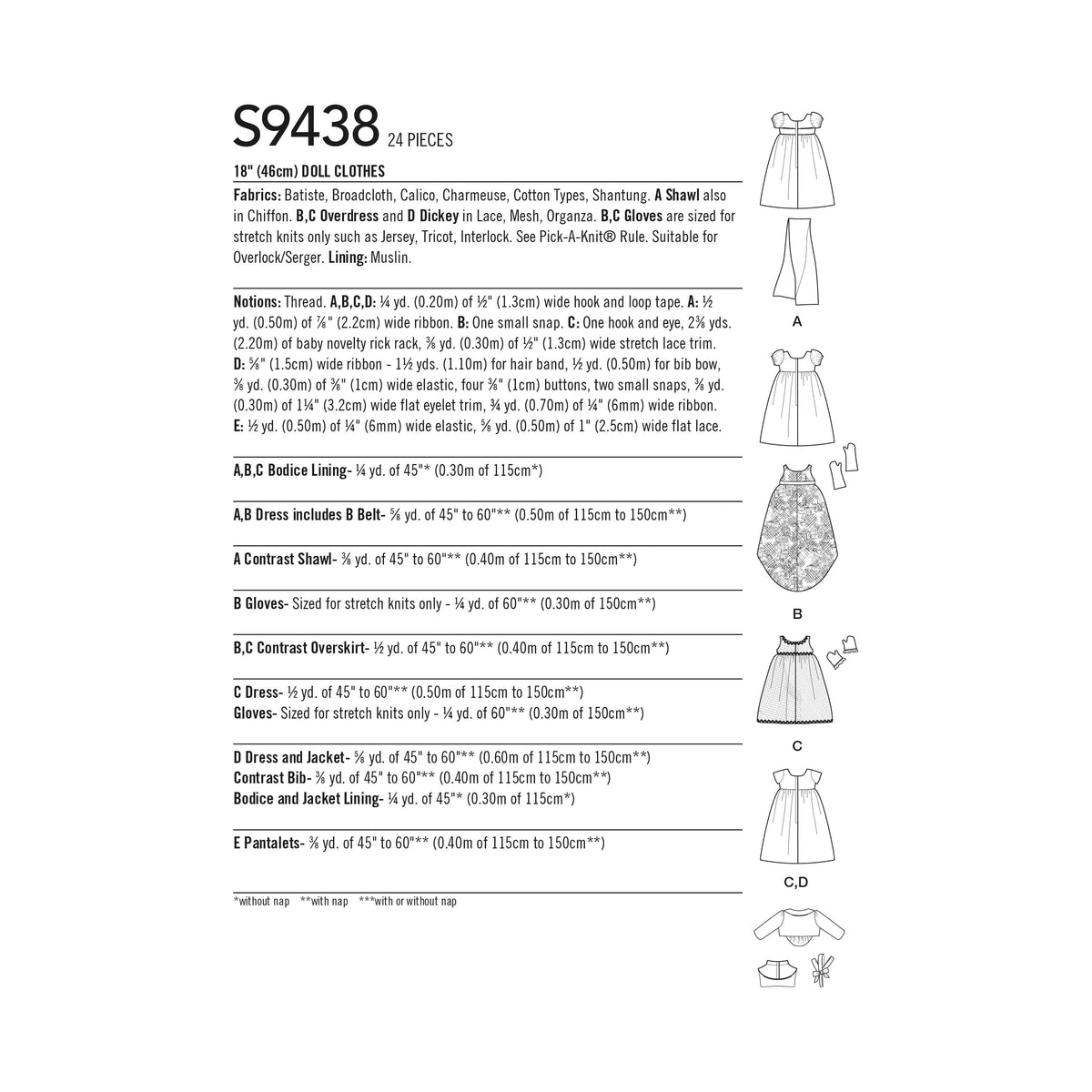 Simplicity Sewing Pattern S9438 18" Doll Clothes