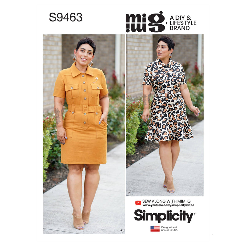 Simplicity Sewing Pattern S9463 Misses' Shirt Dress with Belt
