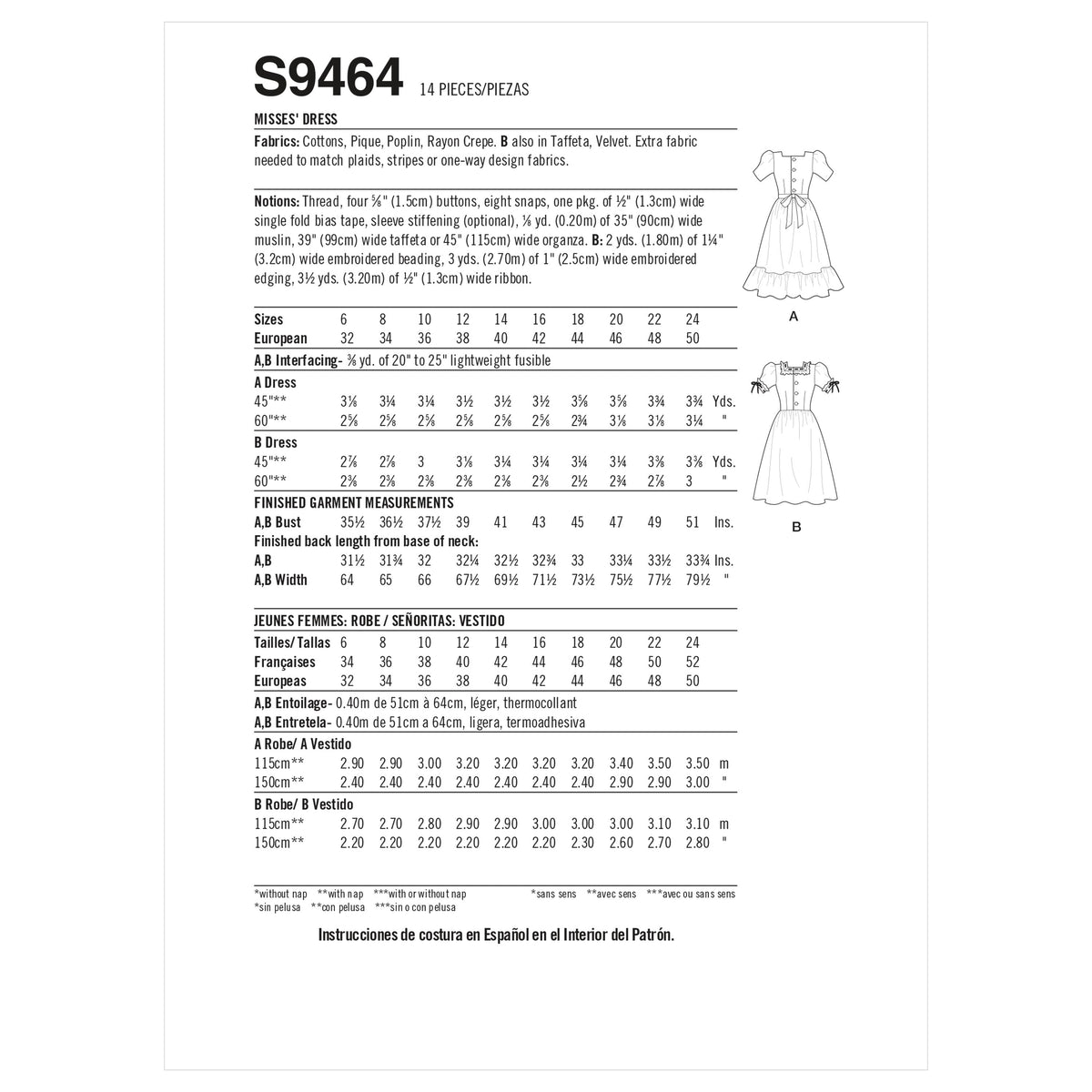 Simplicity Sewing Pattern S9464 Misses' Dress