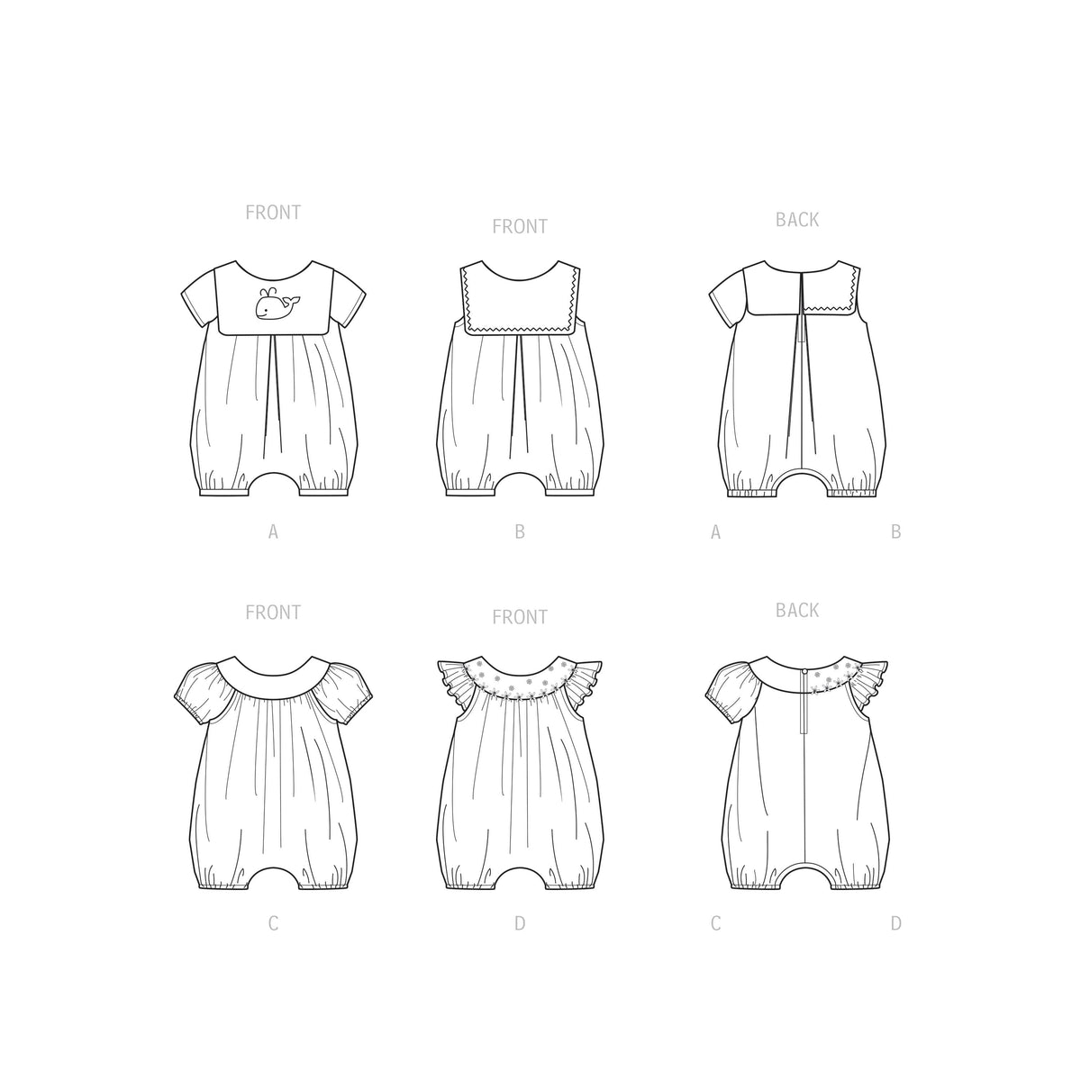 Simplicity Sewing Pattern S9484 Babies' Rompers
