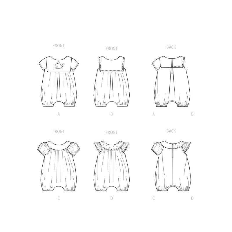 Simplicity Sewing Pattern S9484 Babies' Rompers