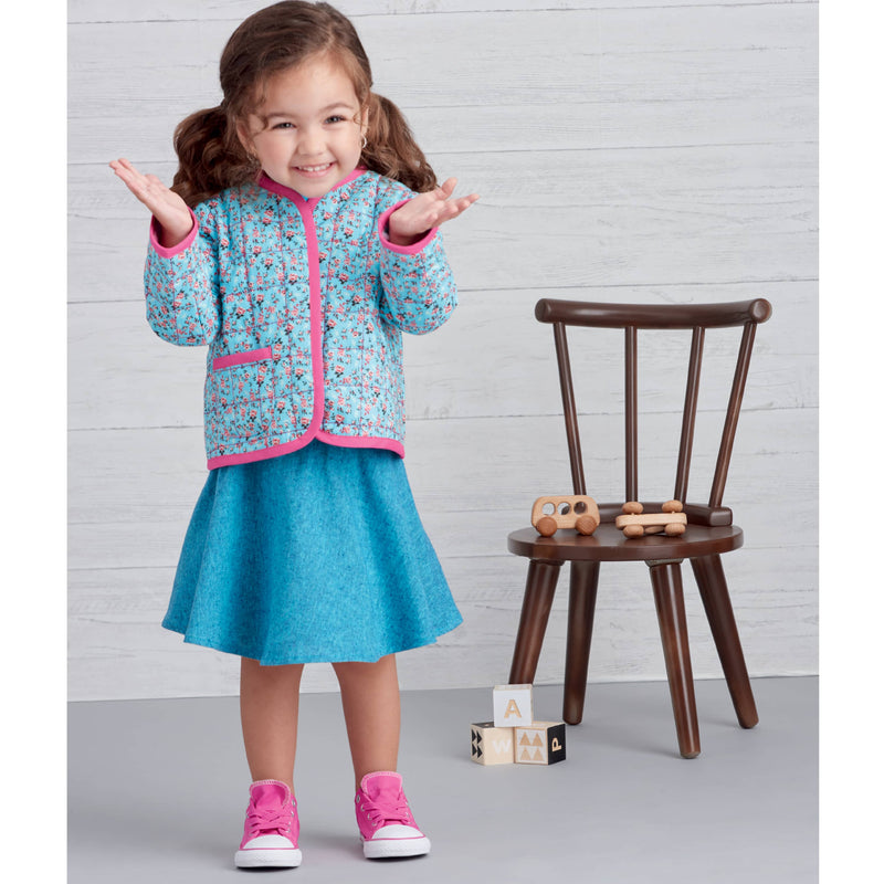 Simplicity Sewing Pattern S9485 Toddlers' Knit Top, Jacket, Vest, Skirt and Pants