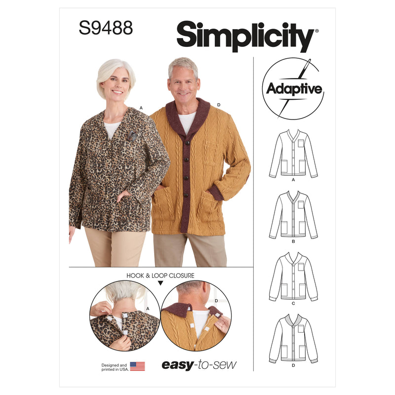 Simplicity Sewing Pattern S9488 Unisex Adaptive Cardigan