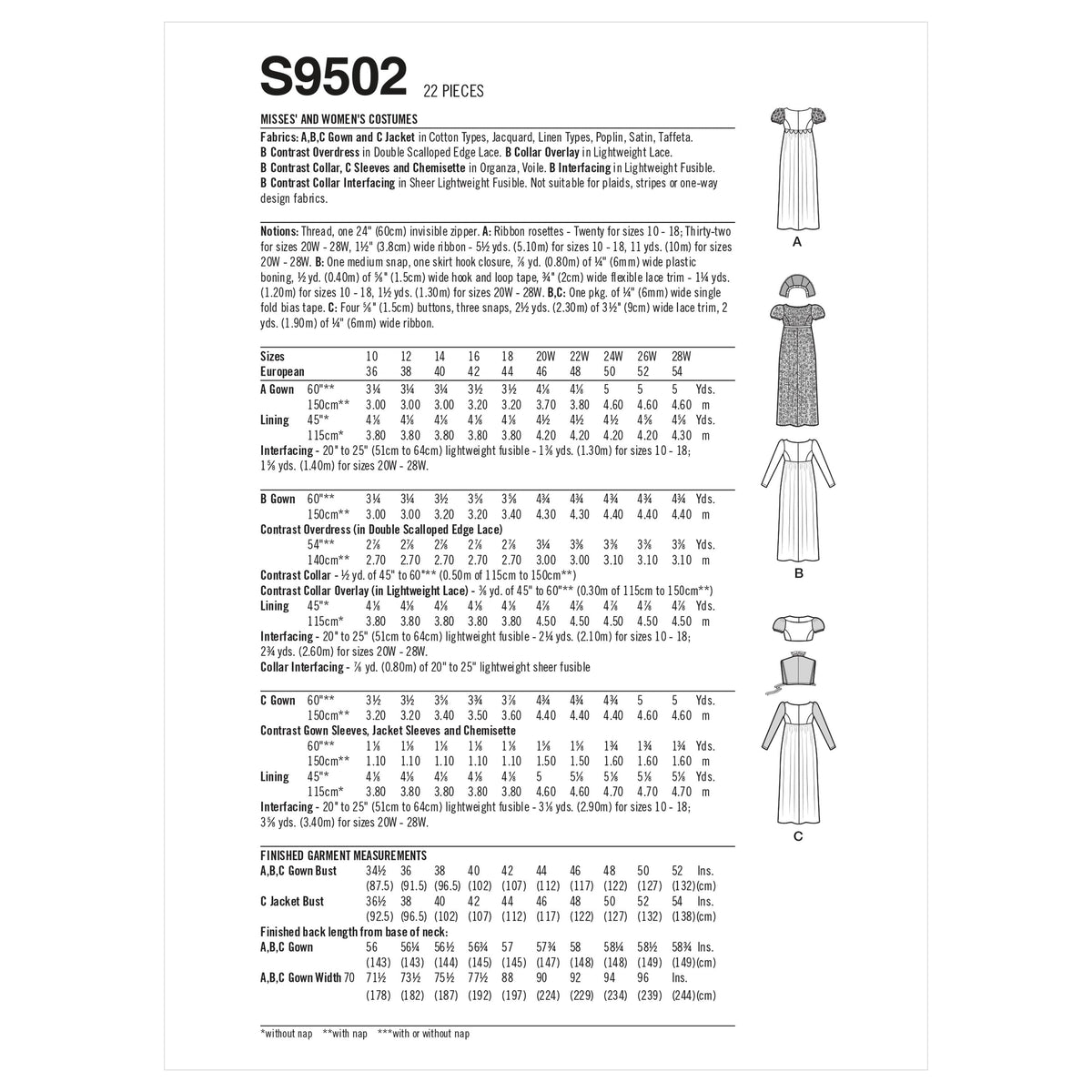 Simplicity Sewing Pattern S9502 Misses' and Women's Costumes
