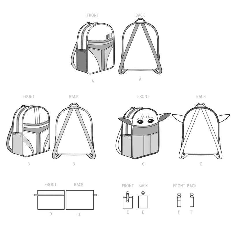 Simplicity Disney Star Wars Backpacks and Accessories Sewwing Pattern S9619