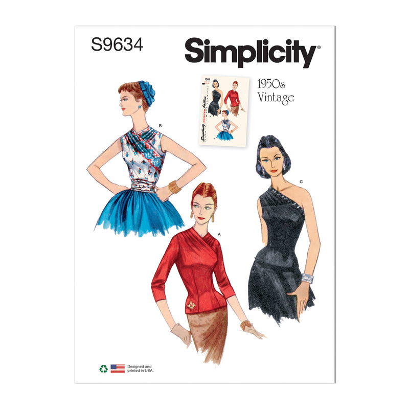 Simplicity Misses Vintage Blouses and Cummerbund Sewwing Pattern S9634