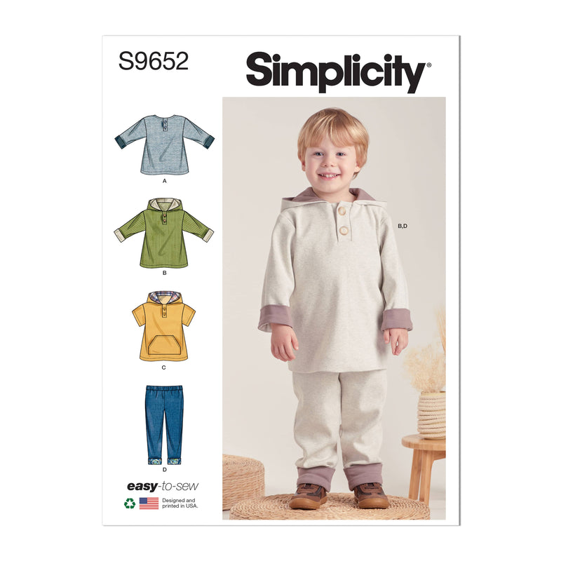 Simplicity Toddlers Tops and Pants Sewwing Pattern S9652