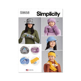 Simplicity Misses Hats, Headband, Mittens in Sizes S-M-L, Cowl and Infinity Scarf Sewing Pattern S9658A