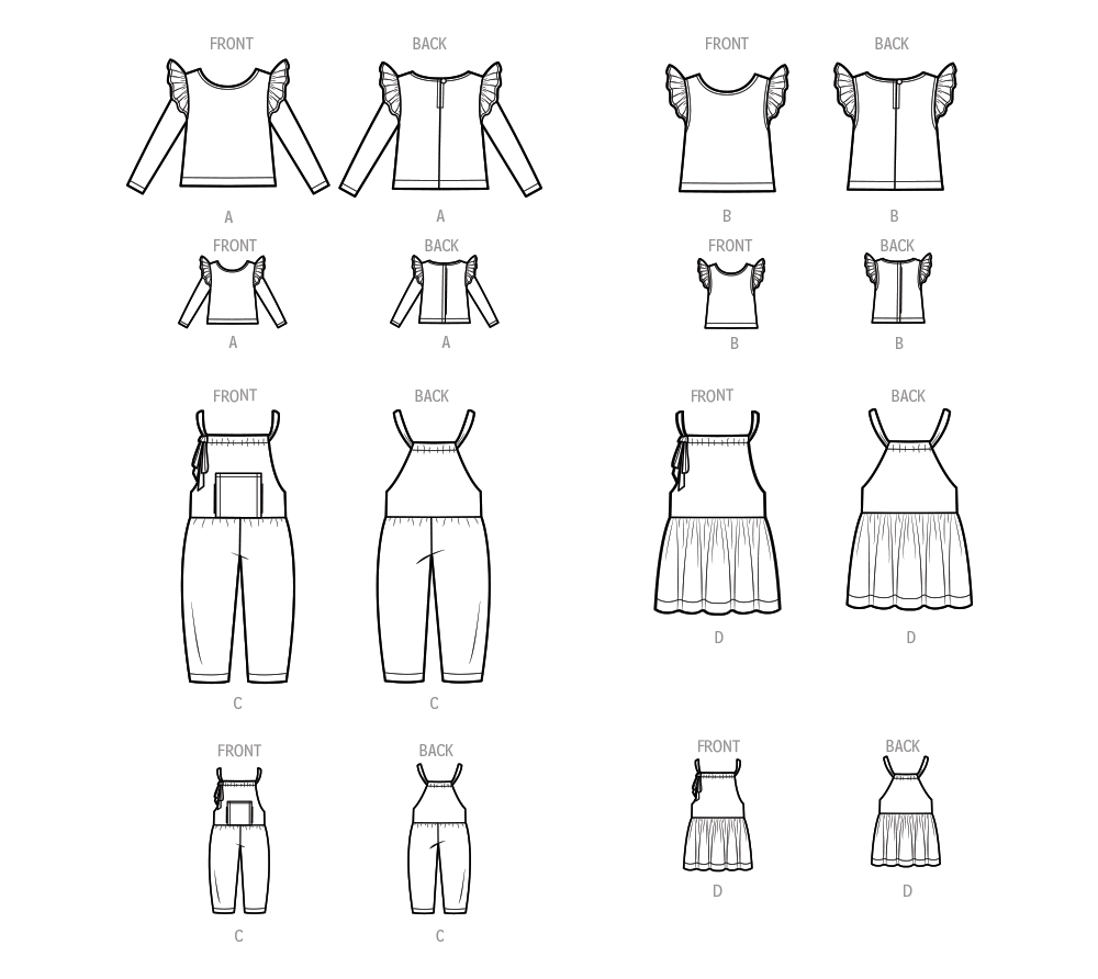 Simplicity Childrens Knit Tops, Overalls, and Jumper and Doll Clothes for 18" Doll Sewing Pattern S9661A