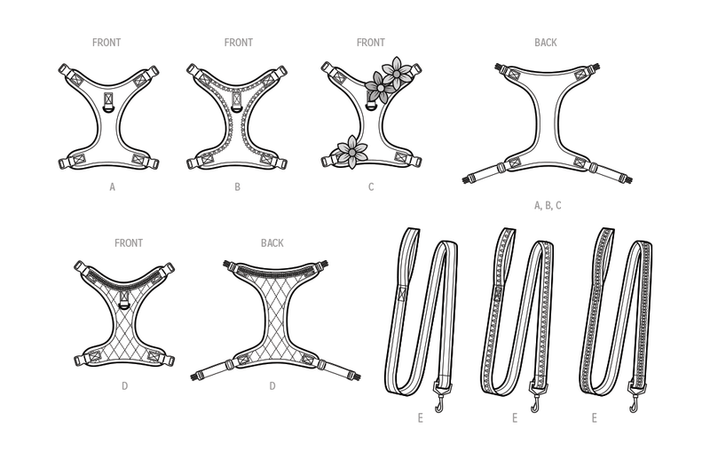 Simplicity Dog Harness in Sizes S-M-L and Leash with Trim Options Sewing Pattern S9664A