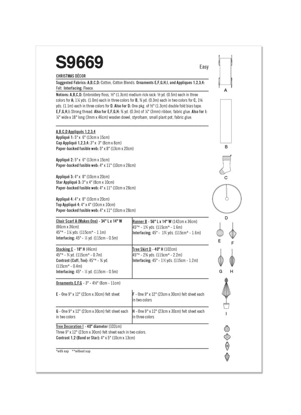 Simplicity Christmas Décor Sewing Pattern S9669OS