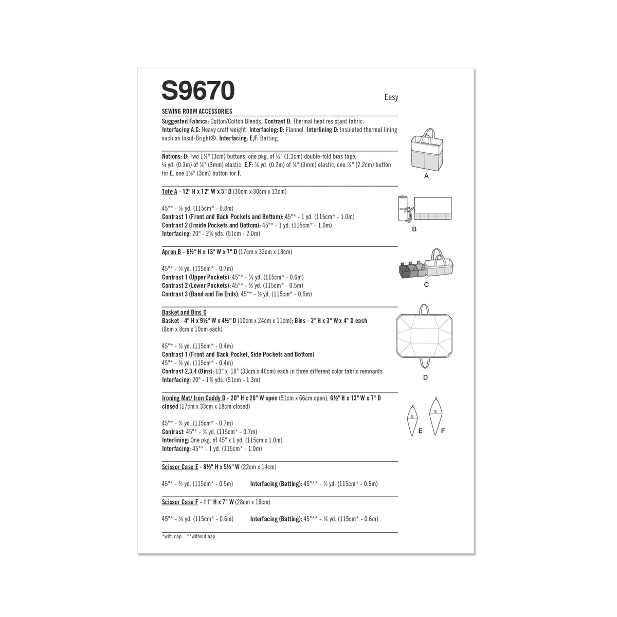 Simplicity Sewing Room Accessories Sewing Pattern S9670OS
