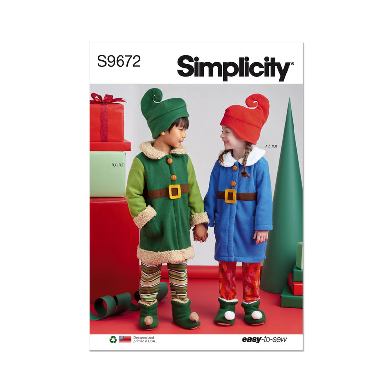 Simplicity Childrens Robes, Top, Pants, Hat and Slippers in Sizes S-M-L Sewing Pattern S9672A