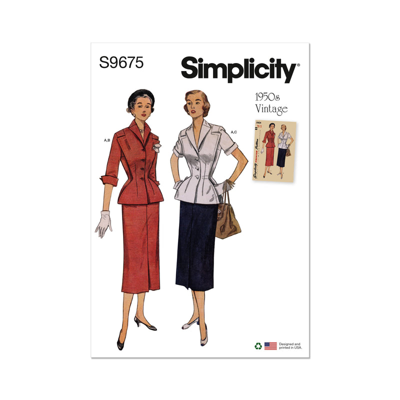 Simplicity Misses Vintage Skirt and Jacket Sewing Pattern S9675