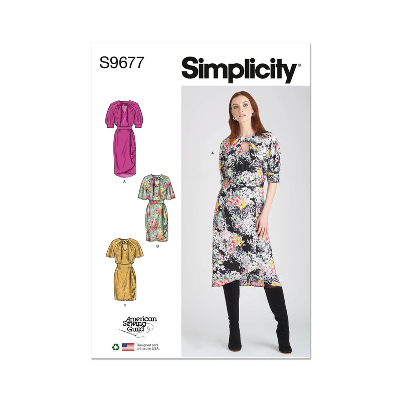 Simplicity Misses Dresses with Sleeve and Length Variations - Designed for American Sewing Guild Sewing Pattern S9677