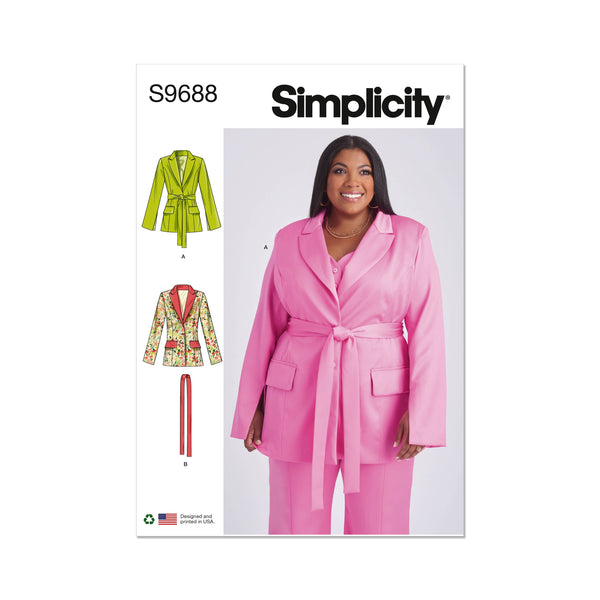 Simplicity Misses and Womens Jacket with Tie Belt Sewing Pattern S9688