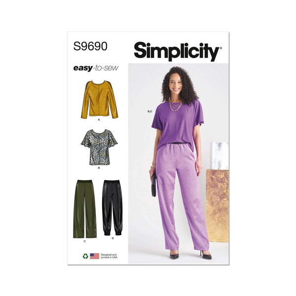 Simplicity Misses Tops and Pull-On Pants Sewing Pattern S9690