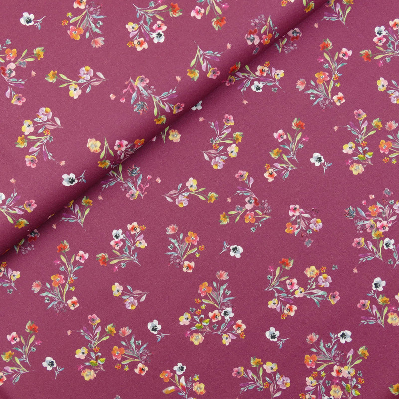 soft lightweight pure cotton poplin dressmaking fabric Wine