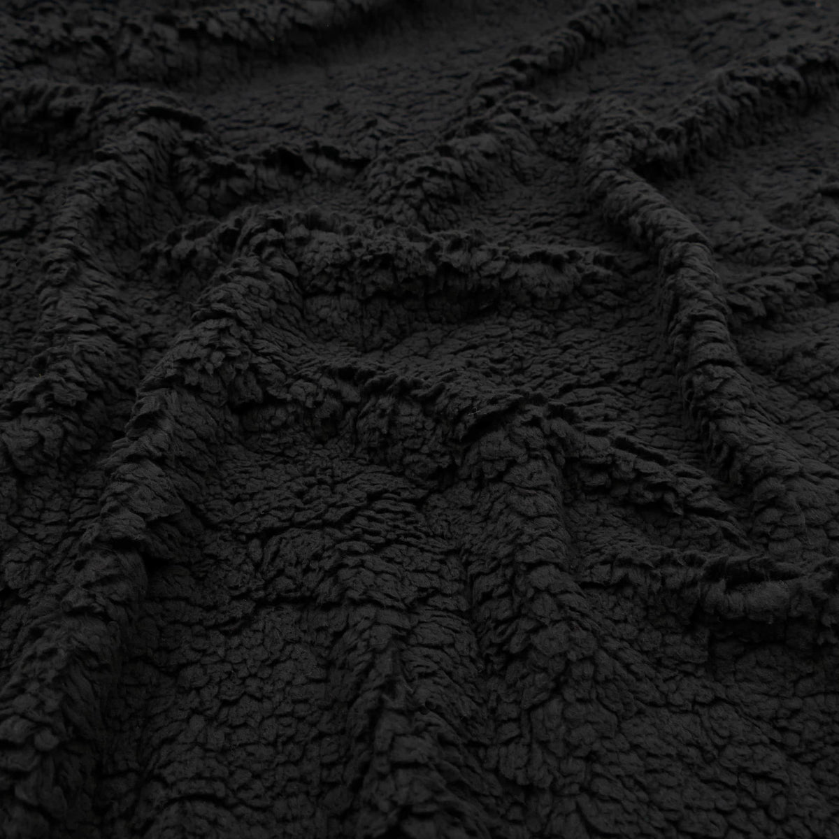 super soft sherpa teddy wool look fabric Black