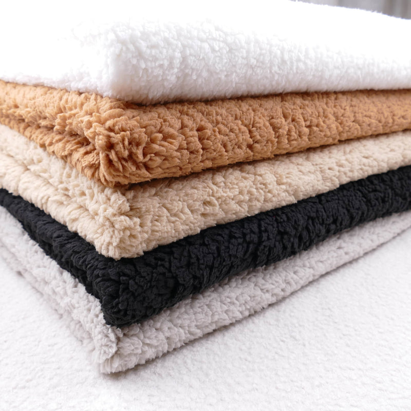 super soft sherpa teddy wool look fabric Black