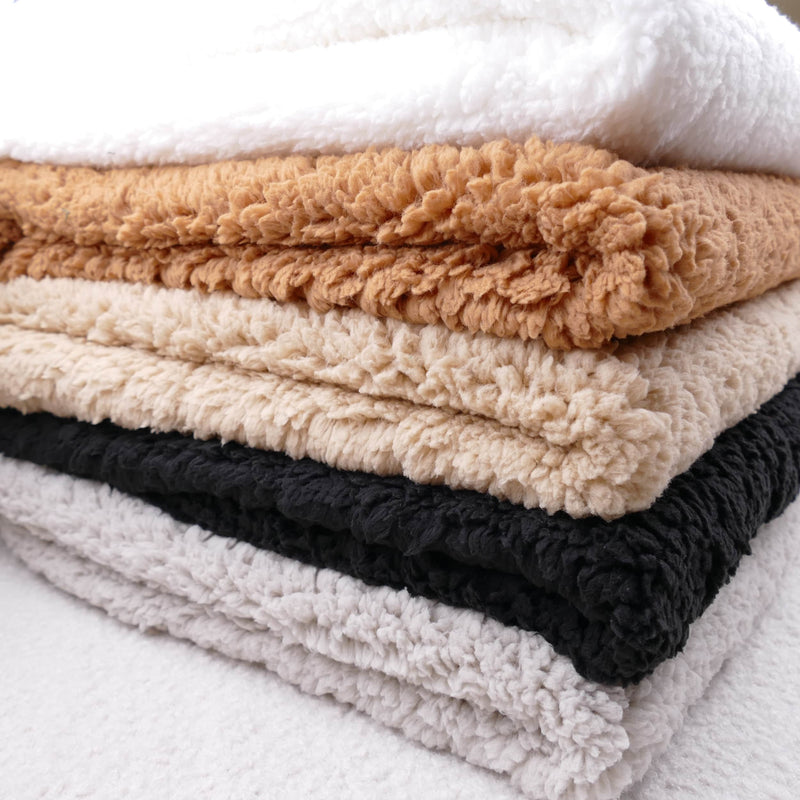 super soft sherpa teddy wool look fabric Ecru