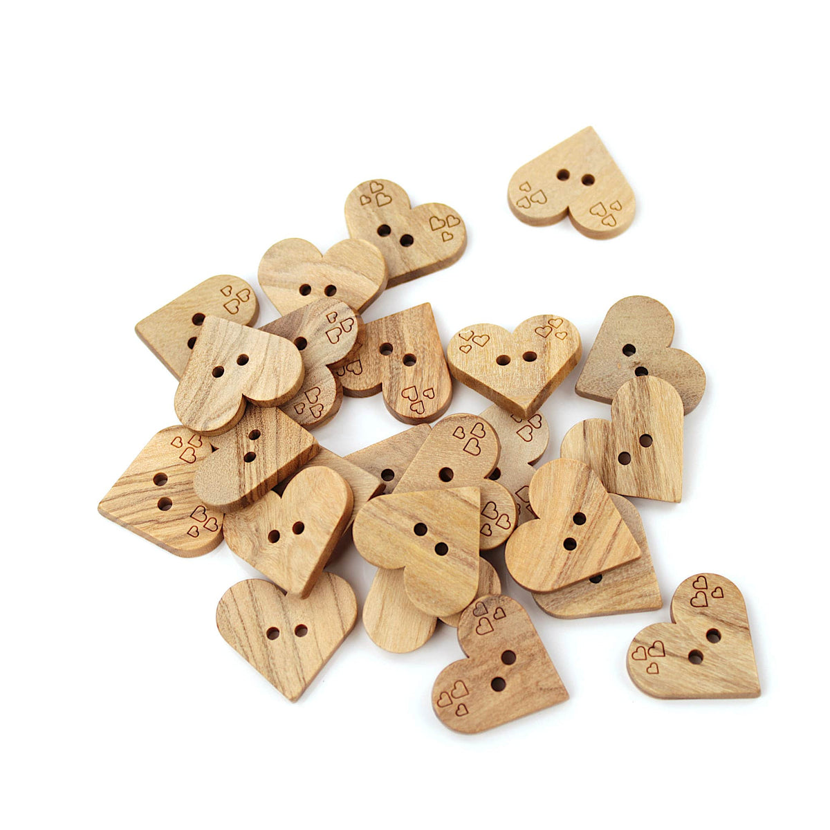 Sophie 2 hole Dress Craft Wooden Heart Button Light Wood