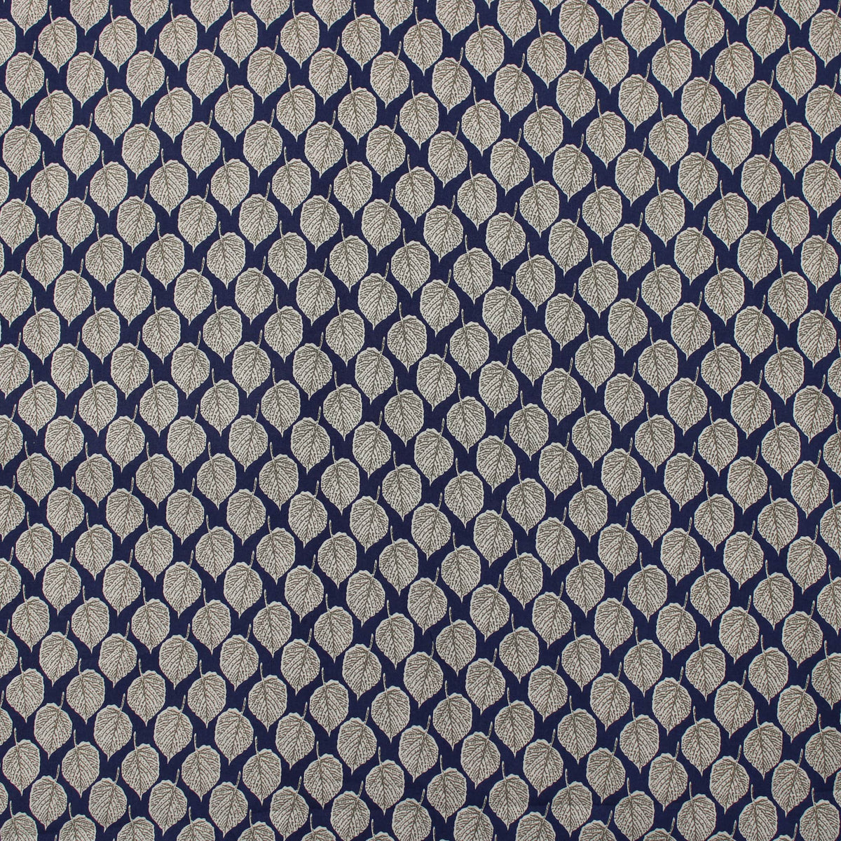 Sophie Leaf Dance Pima Cotton Lawn Leaf pattern silky english quilting floral dressmaking soft woven drape lightweight silky fabric material woven Navy