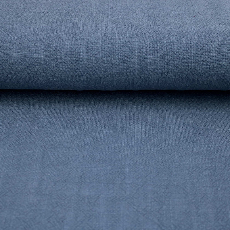 Stone washed Pure 100% Linen Natural Dressmaking Dress Trouser Heavy Weight Textured Drape Sustainable Fabric Material Woven  Denim