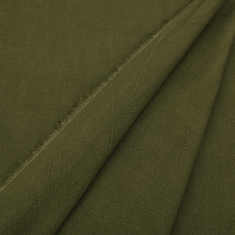Stone washed Pure 100% Linen Natural Dressmaking Dress Trouser Heavy Weight Textured Drape Sustainable Fabric Material Woven  Khaki