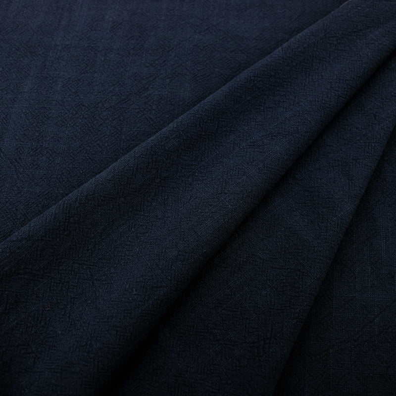Stone washed Pure 100% Linen Natural Dressmaking Dress Trouser Heavy Weight Textured Drape Sustainable Fabric Material Woven  Navy