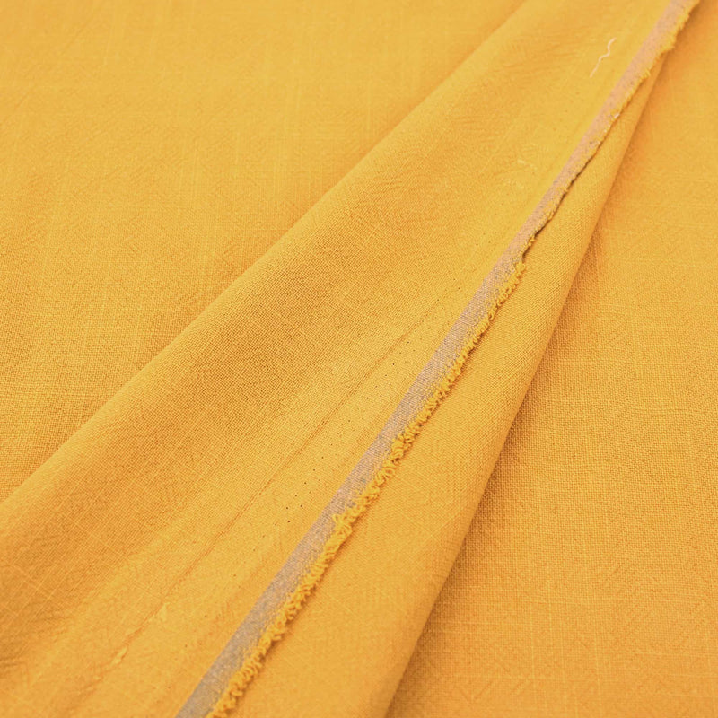 Stone washed Pure 100% Linen Natural Dressmaking Dress Trouser Heavy Weight Textured Drape Sustainable Fabric Material Woven  Ochre