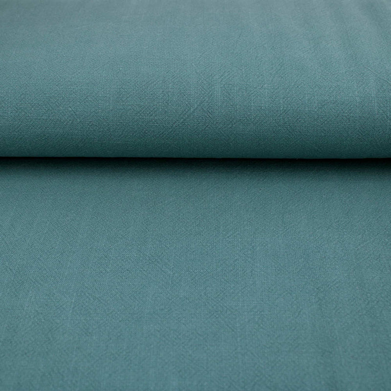 Stone washed Pure 100% Linen Natural Dressmaking Dress Trouser Heavy Weight Textured Drape Sustainable Fabric Material Woven  Teal